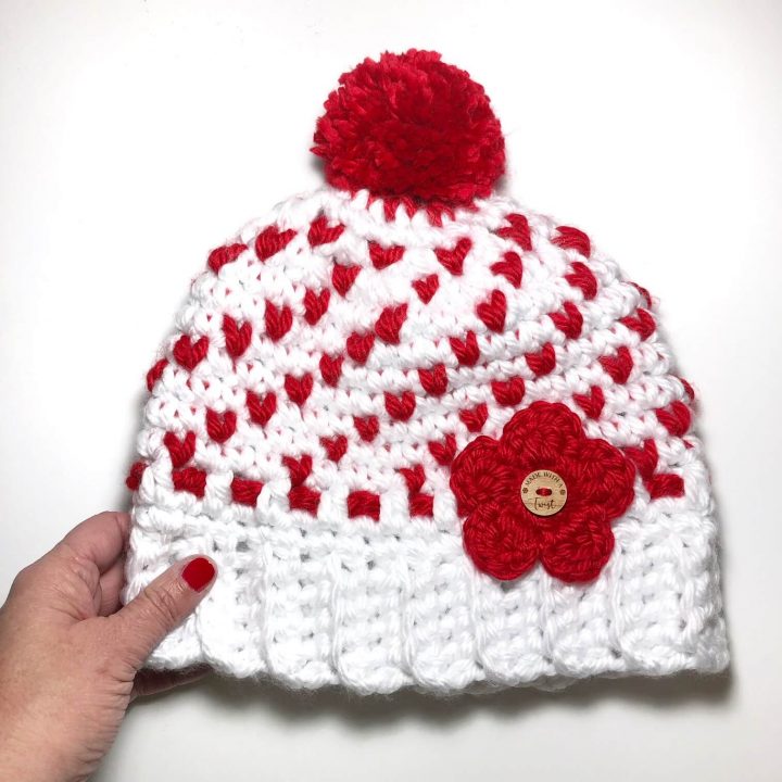 Free Crochet Pattern Women's Heart Hat