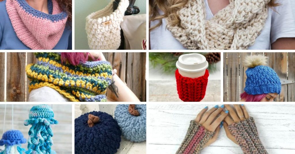 Collage showing 9 of 18 featured fall market crochet ideas from this collection