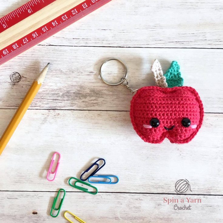 Image for Kawaii Apple Keychain Free Crochet Pattern